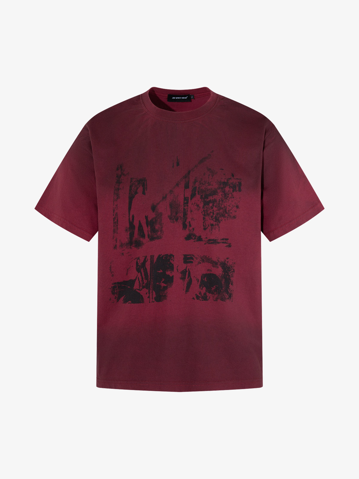 AW SPIKY HEAD | Tonal Photo Collage T-Shirt in Red - front view