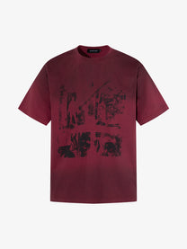 AW SPIKY HEAD | Tonal Photo Collage T-Shirt in Red - front view