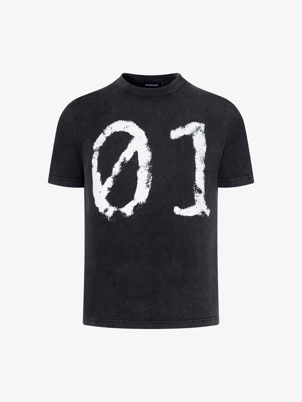 AW SPIKY HEAD | Washed 01 T-Shirt in Black - front view