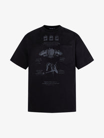 AW SPIKY HEAD | Crest Print Pocket T-Shirt in Black - front view