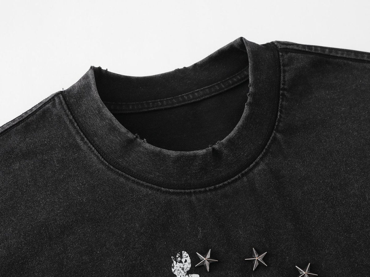 BANG OU LUO | Statue with Star Studs T-Shirt - product detail