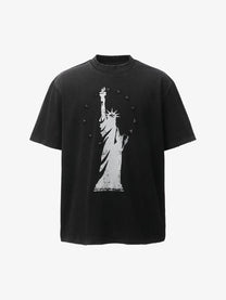 BANG OU LUO | Statue with Star Studs T-Shirt in Black - front view