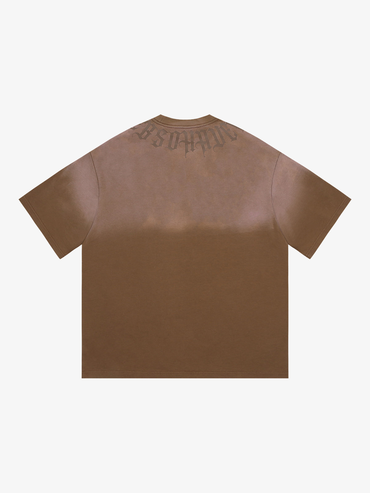 BE FEARLESS | Faded Gothic Lettering T-Shirt in Brown - back view