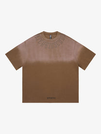 BE FEARLESS | Faded Gothic Lettering T-Shirt in Brown - front view