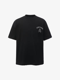 BANG OU LUO | Distressed Gothic Lettering T-Shirt in Black - front view