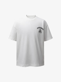 BANG OU LUO | Distressed Gothic Lettering T-Shirt in White - front view