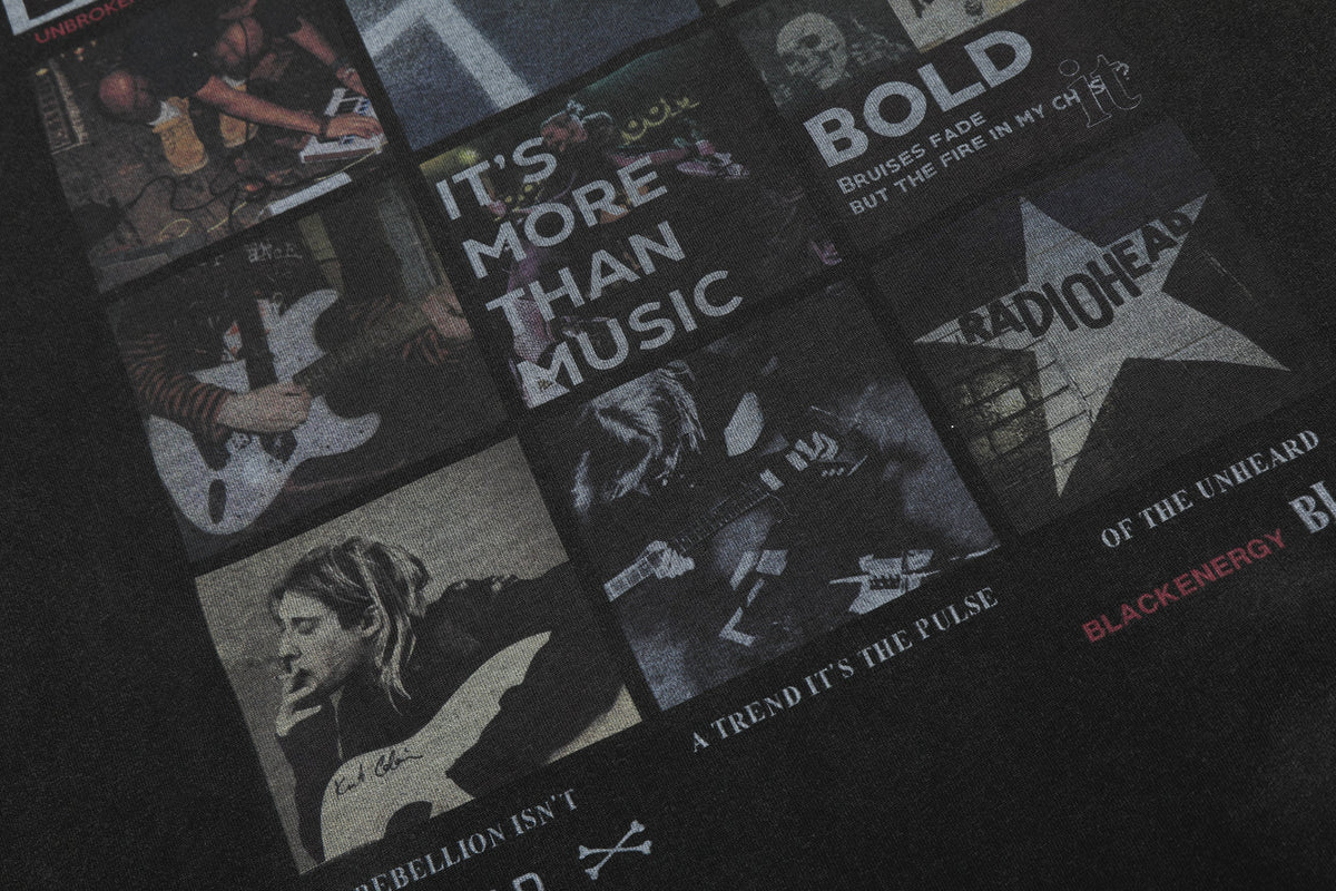 BLACK ENERGY | Music Poster Collage T-Shirt - product detail