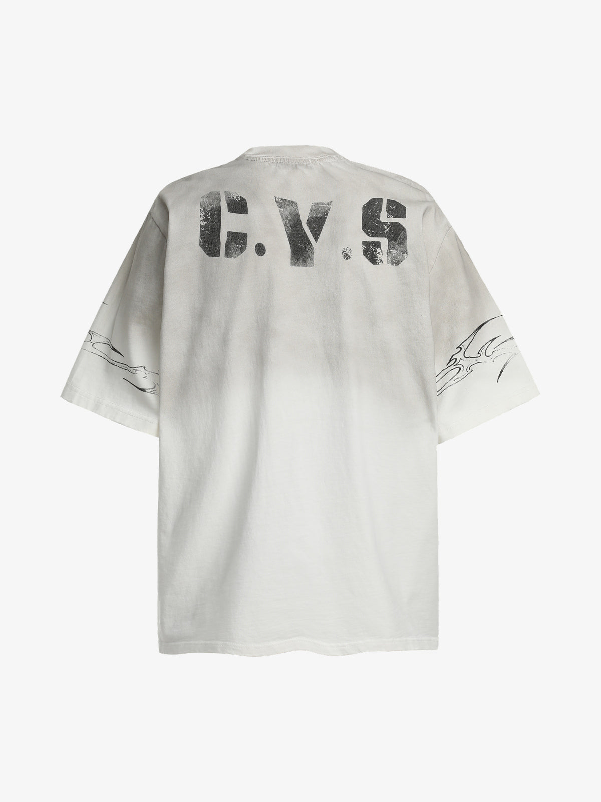 CHANYOOU | Distressed 07 Thorn T-Shirt in Off-White - back view