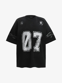 CHANYOOU | Distressed 07 Thorn T-Shirt in Black - front view