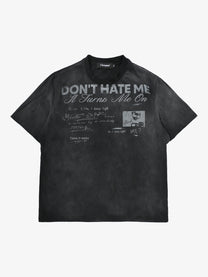 CHANYOOU | Don't Hate Me Washed T-Shirt in Black - front view