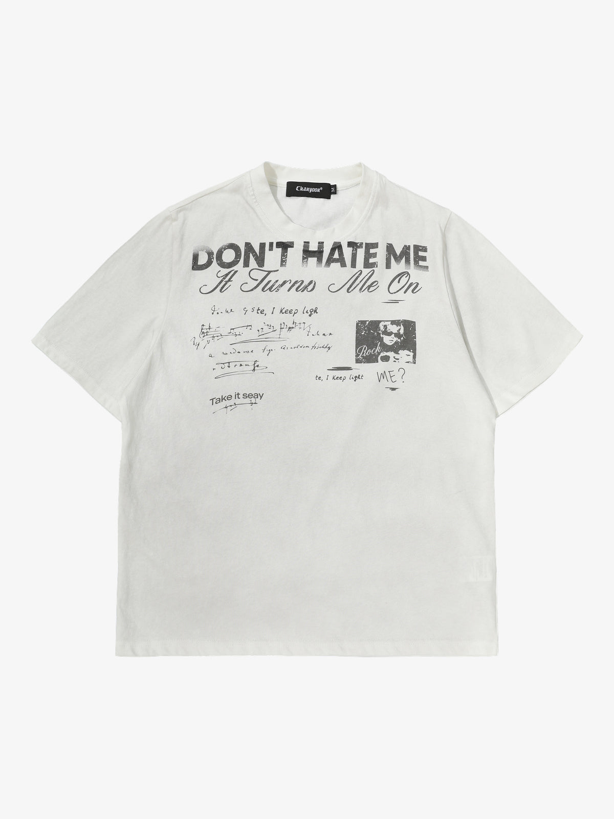 CHANYOOU | Don't Hate Me Washed T-Shirt in Off-White - front view