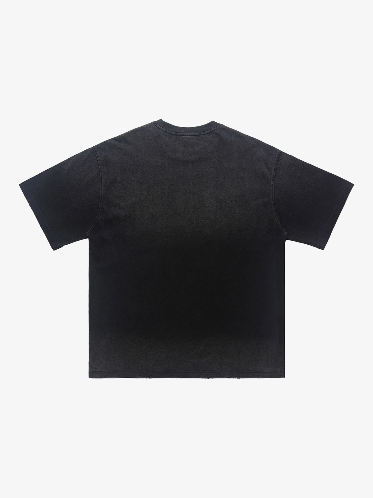 CHEALES | Graffiti Text Washed T-Shirt in Black - back view