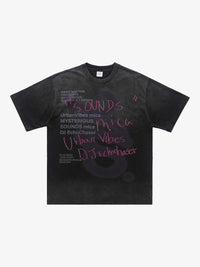 CHEALES | Graffiti Text Washed T-Shirt