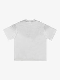 CHEALES | Graffiti Text Washed T-Shirt in White - back view