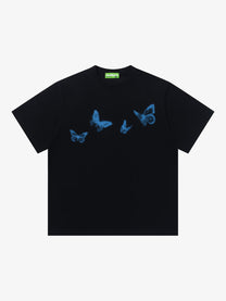 DUAL MATCH | Blurred Butterfly T-Shirt in Black - front view