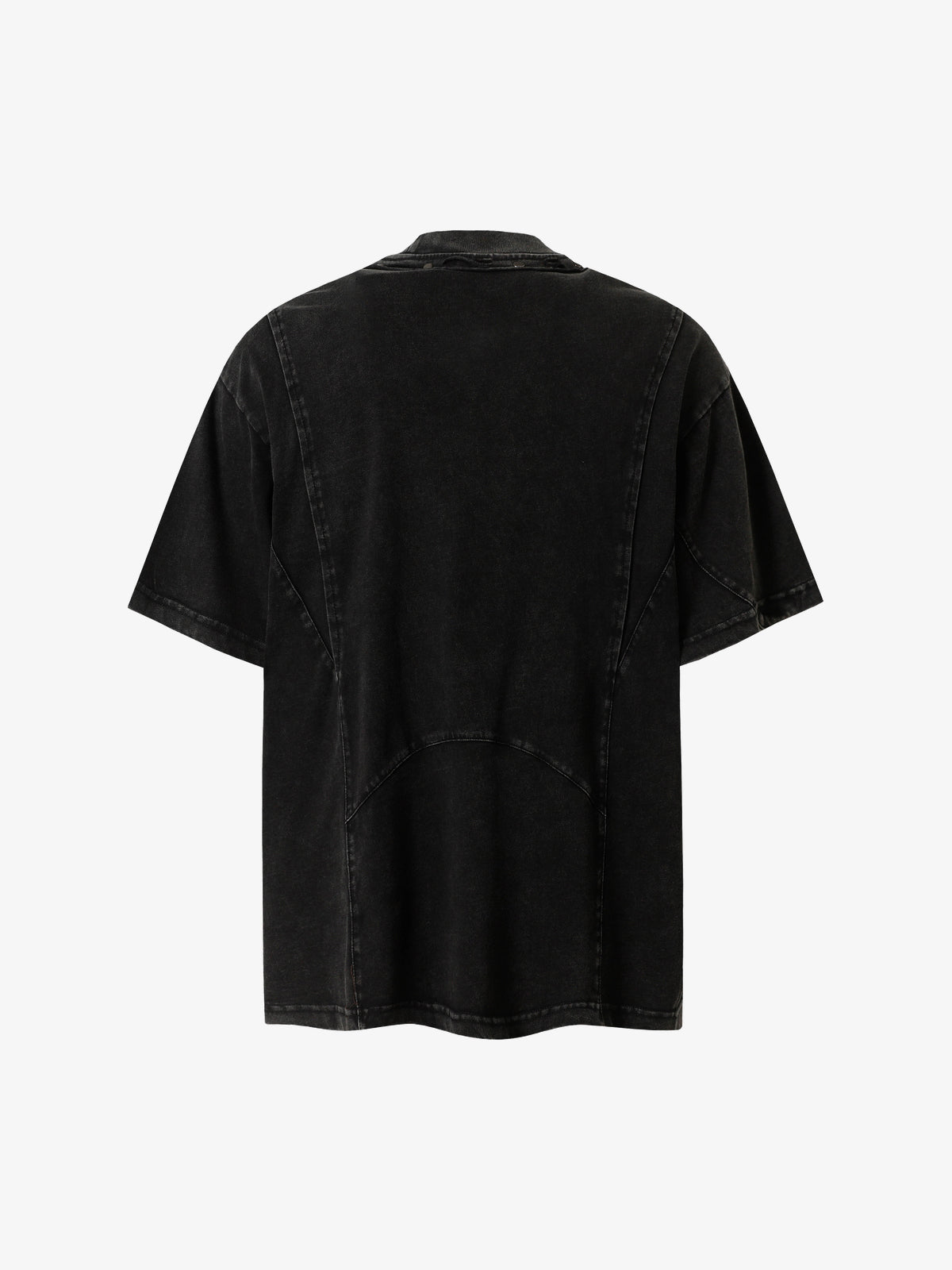 EXTREME CAUSE | Studded-Collar Curved-Seam T-Shirt in Black - back view