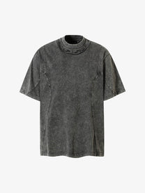 EXTREME CAUSE | Studded-Collar Curved-Seam T-Shirt in Gray - front view
