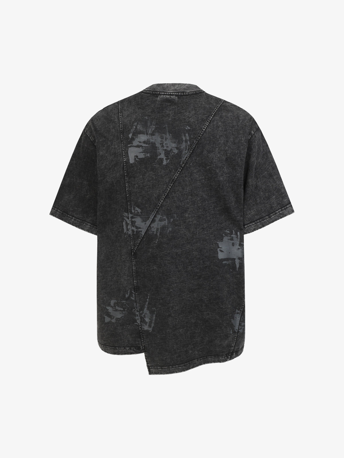 EXTREME CAUSE | Asymmetric Panel-Seam Washed T-Shirt in Black - back view