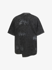 EXTREME CAUSE | Asymmetric Panel-Seam Washed T-Shirt in Black - back view