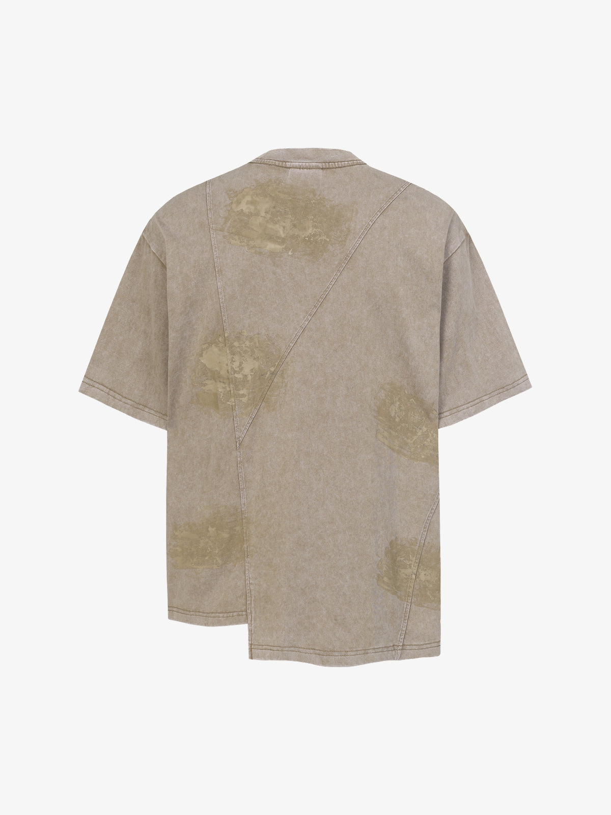 EXTREME CAUSE | Asymmetric Panel-Seam Washed T-Shirt in Khaki - back view