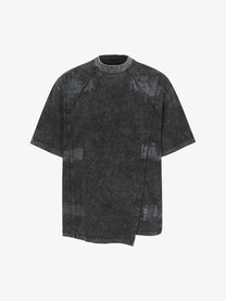 EXTREME CAUSE | Asymmetric Panel-Seam Washed T-Shirt in Black - front view