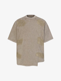 EXTREME CAUSE | Asymmetric Panel-Seam Washed T-Shirt in Khaki - front view