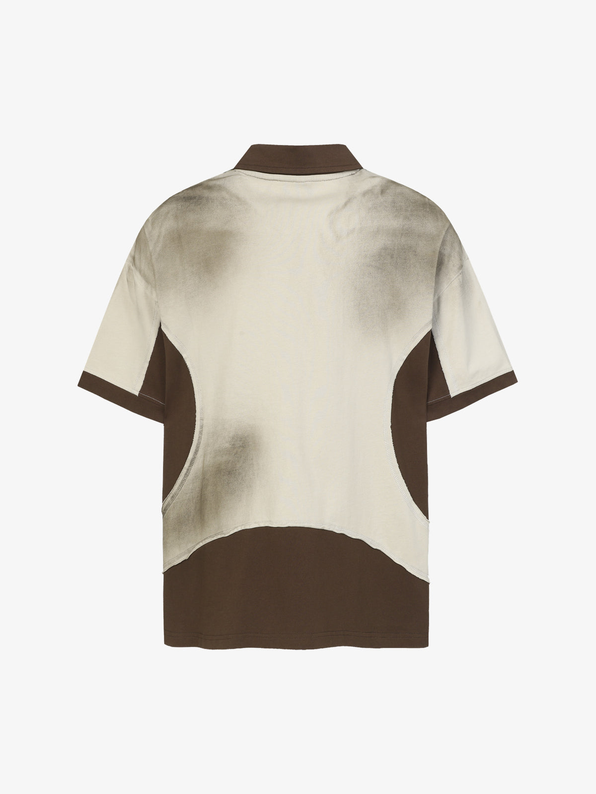 EXTREME CAUSE | Layered Cutaway Polo Shirt in Brown - back view