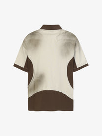 EXTREME CAUSE | Layered Cutaway Polo Shirt in Brown - back view