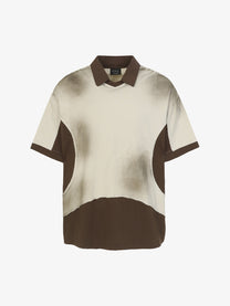 EXTREME CAUSE | Layered Cutaway Polo Shirt in Brown - front view