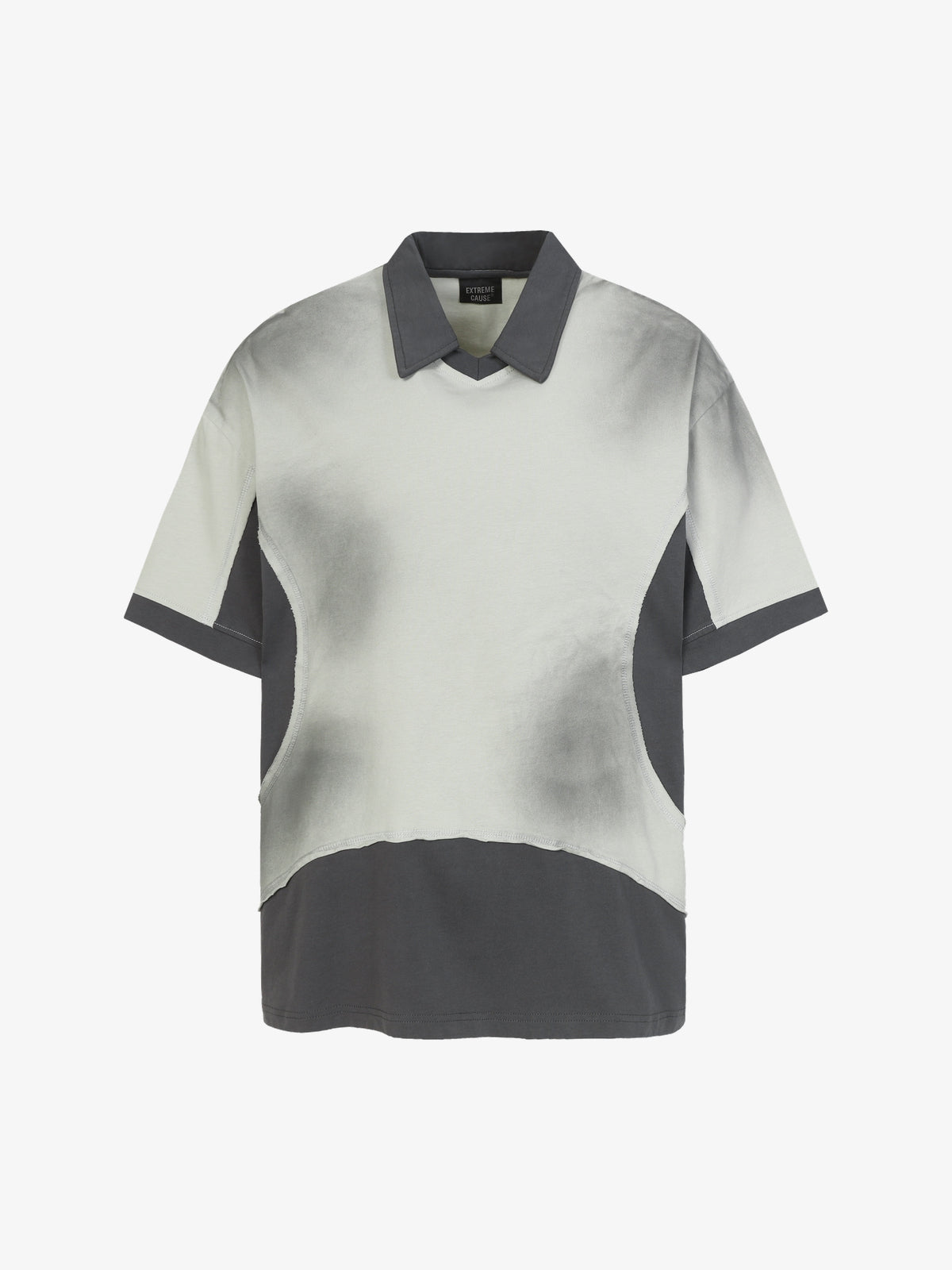 EXTREME CAUSE | Layered Cutaway Polo Shirt in Gray - front view