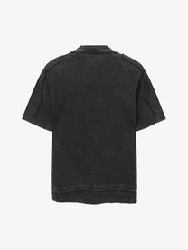 EXTREME CAUSE | Raw-Edge Pocket Raglan T-Shirt in Black - back view