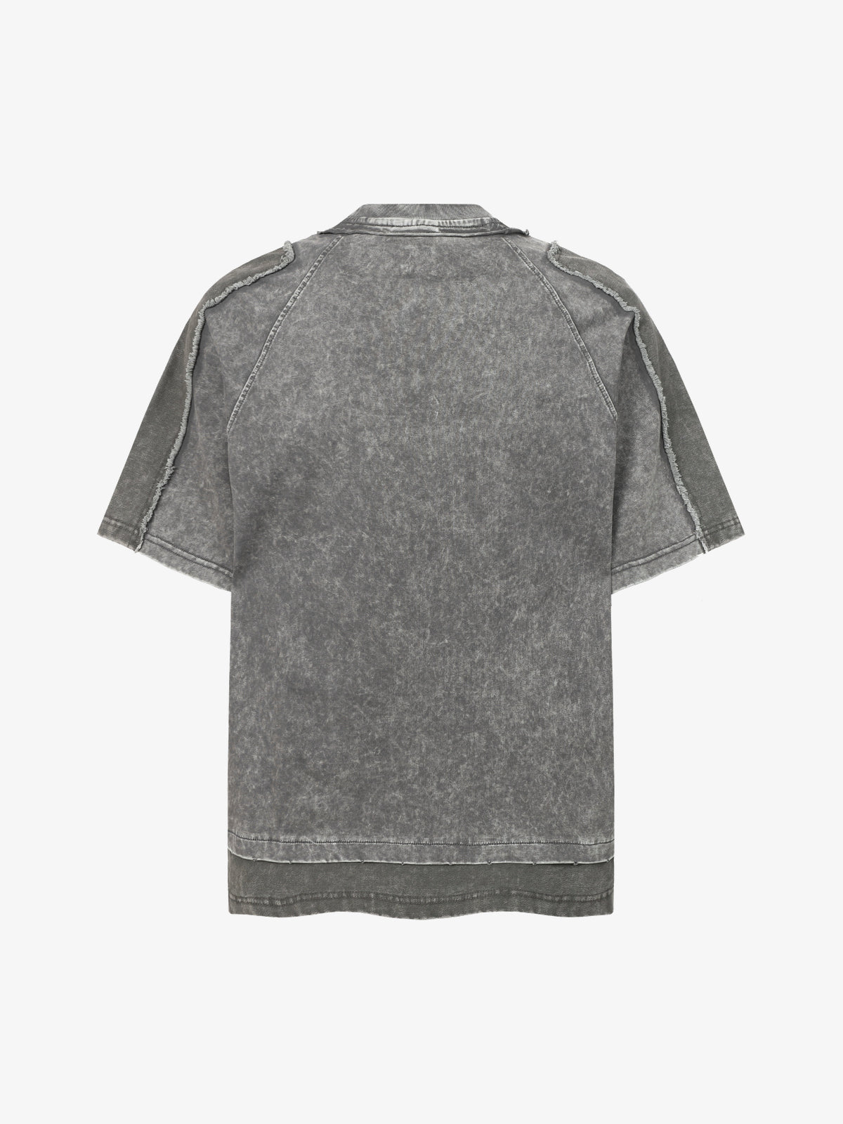 EXTREME CAUSE | Raw-Edge Pocket Raglan T-Shirt in Gray - back view
