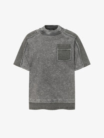 EXTREME CAUSE | Raw-Edge Pocket Raglan T-Shirt in Gray - front view