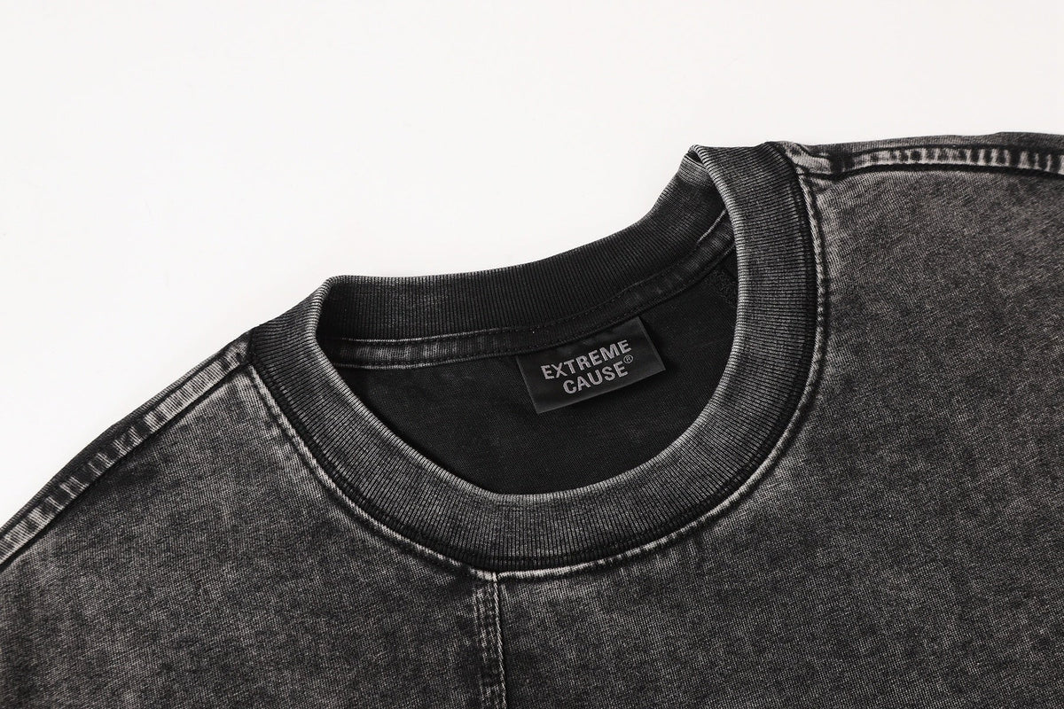 EXTREME CAUSE | Asymmetric Curved-Panel Washed T-Shirt - product detail