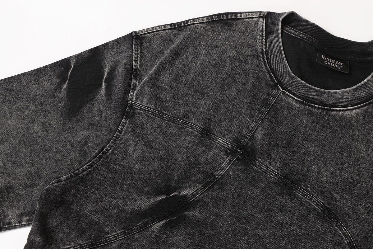 EXTREME CAUSE | Asymmetric Curved-Panel Washed T-Shirt - product detail