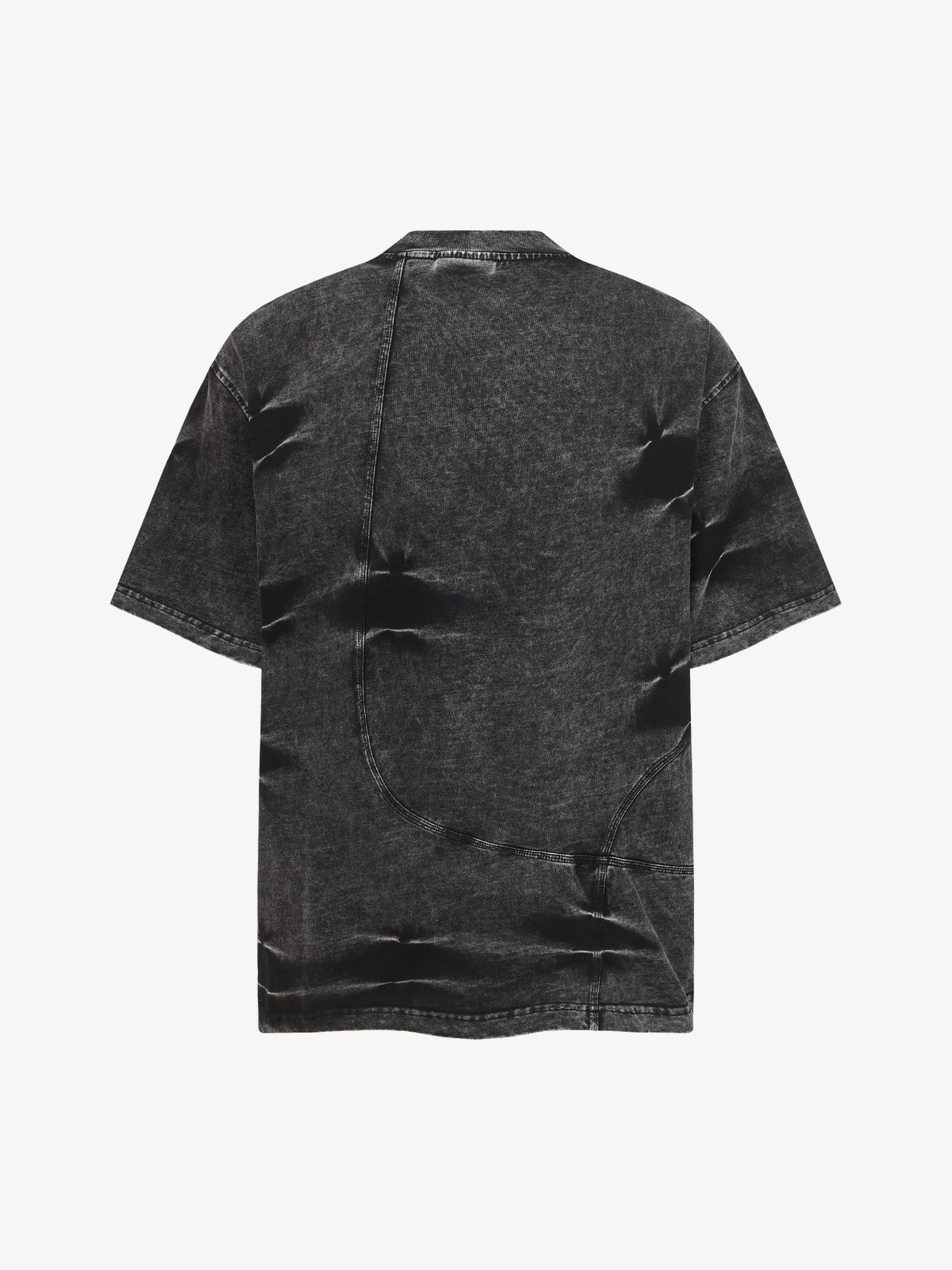 EXTREME CAUSE | Asymmetric Curved-Panel Washed T-Shirt in Black - back view