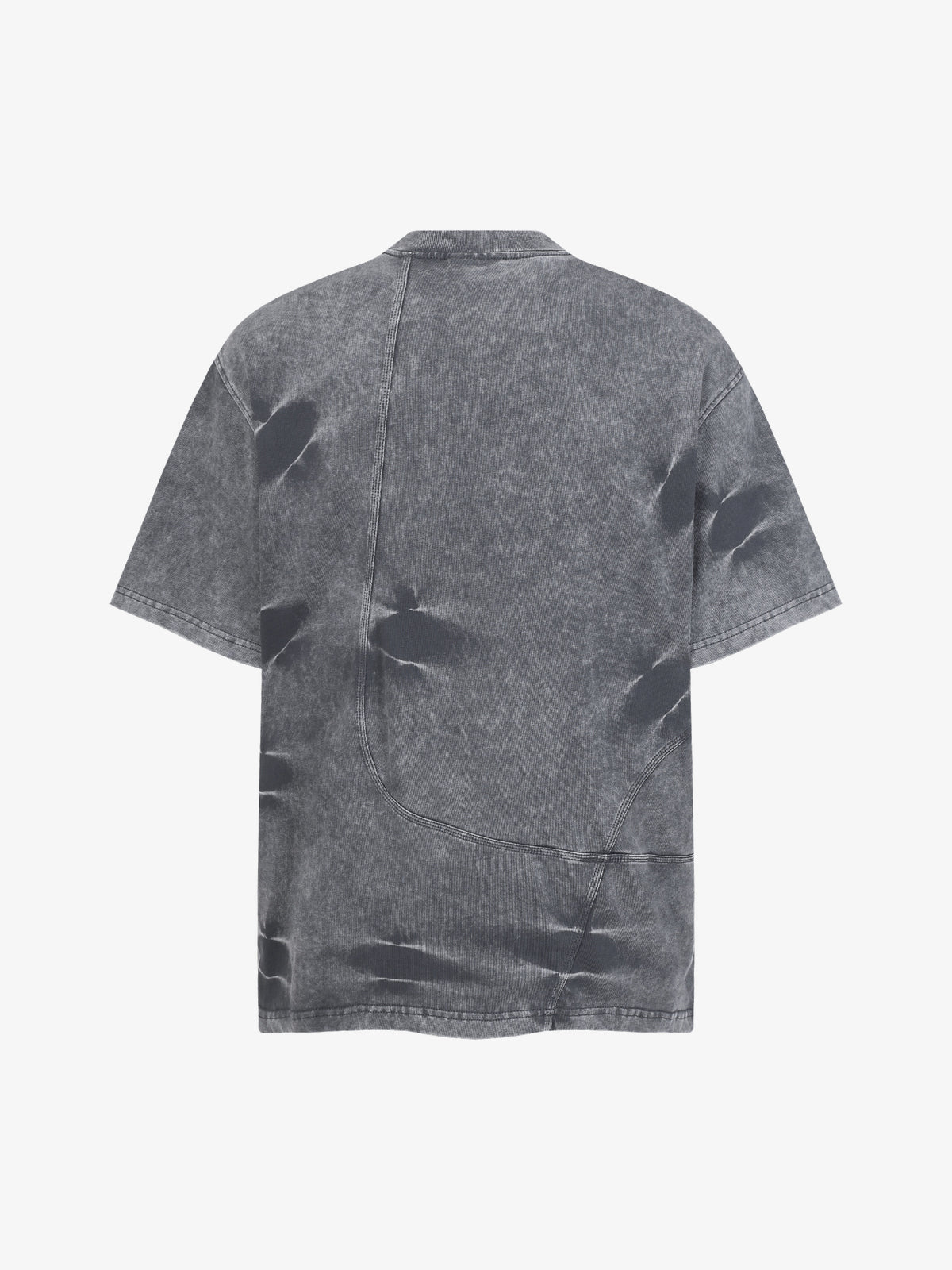 EXTREME CAUSE | Asymmetric Curved-Panel Washed T-Shirt in Gray - back view