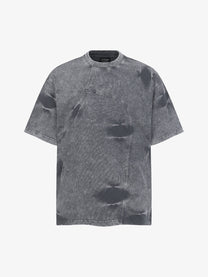 EXTREME CAUSE | Asymmetric Curved-Panel Washed T-Shirt in Gray - front view