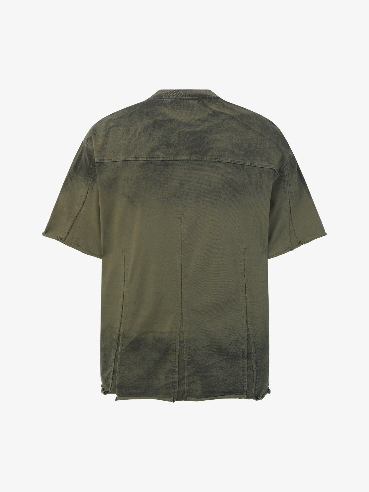 EXTREME CAUSE | Vertical-Panel Raw-Hem T-Shirt in Green - back view