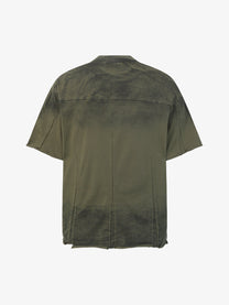 EXTREME CAUSE | Vertical-Panel Raw-Hem T-Shirt in Green - back view