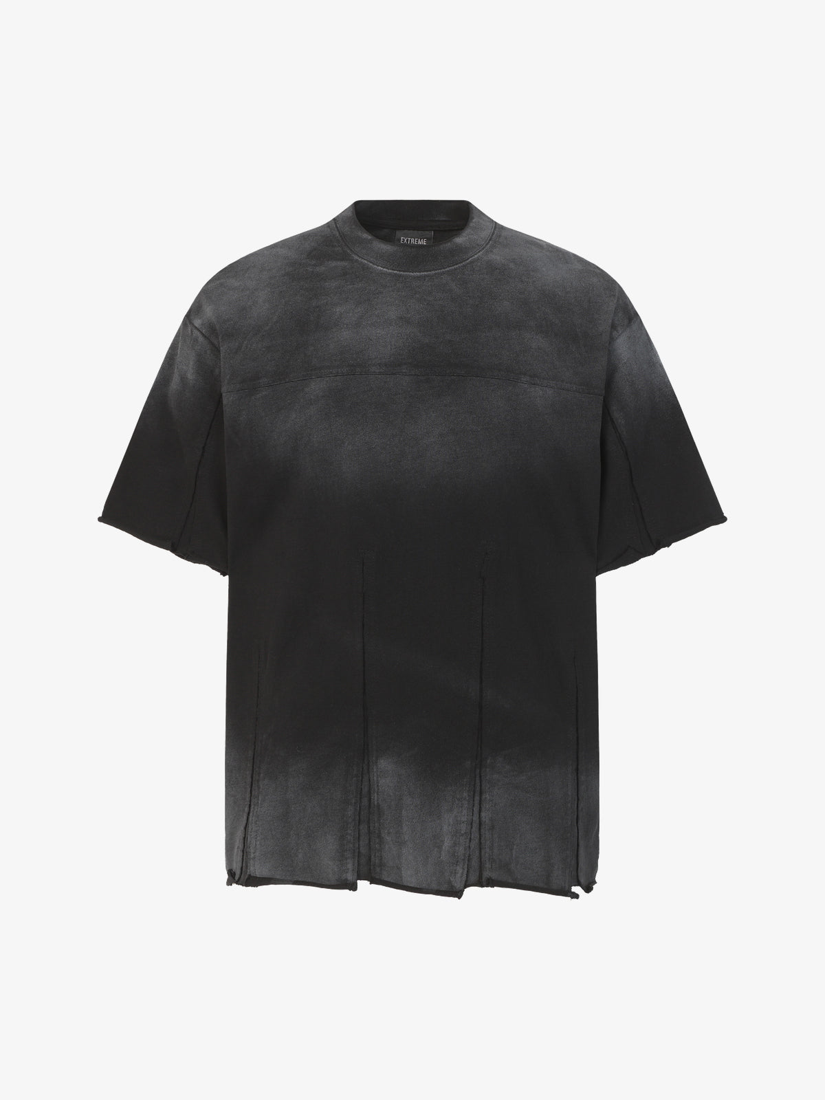 EXTREME CAUSE | Vertical-Panel Raw-Hem T-Shirt in Black - front view