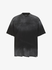 EXTREME CAUSE | Vertical-Panel Raw-Hem T-Shirt in Black - front view