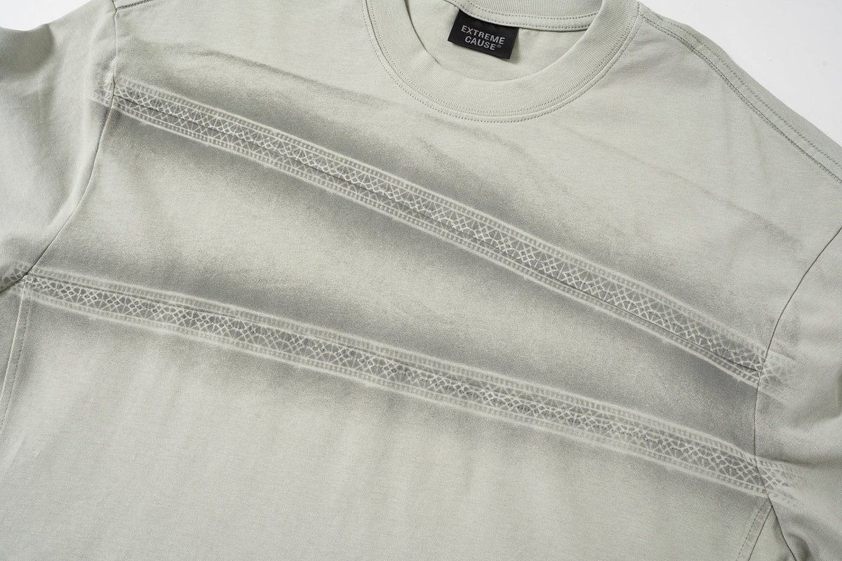 EXTREME CAUSE | Decorative-Stitch Stripe Washed T-Shirt - product detail