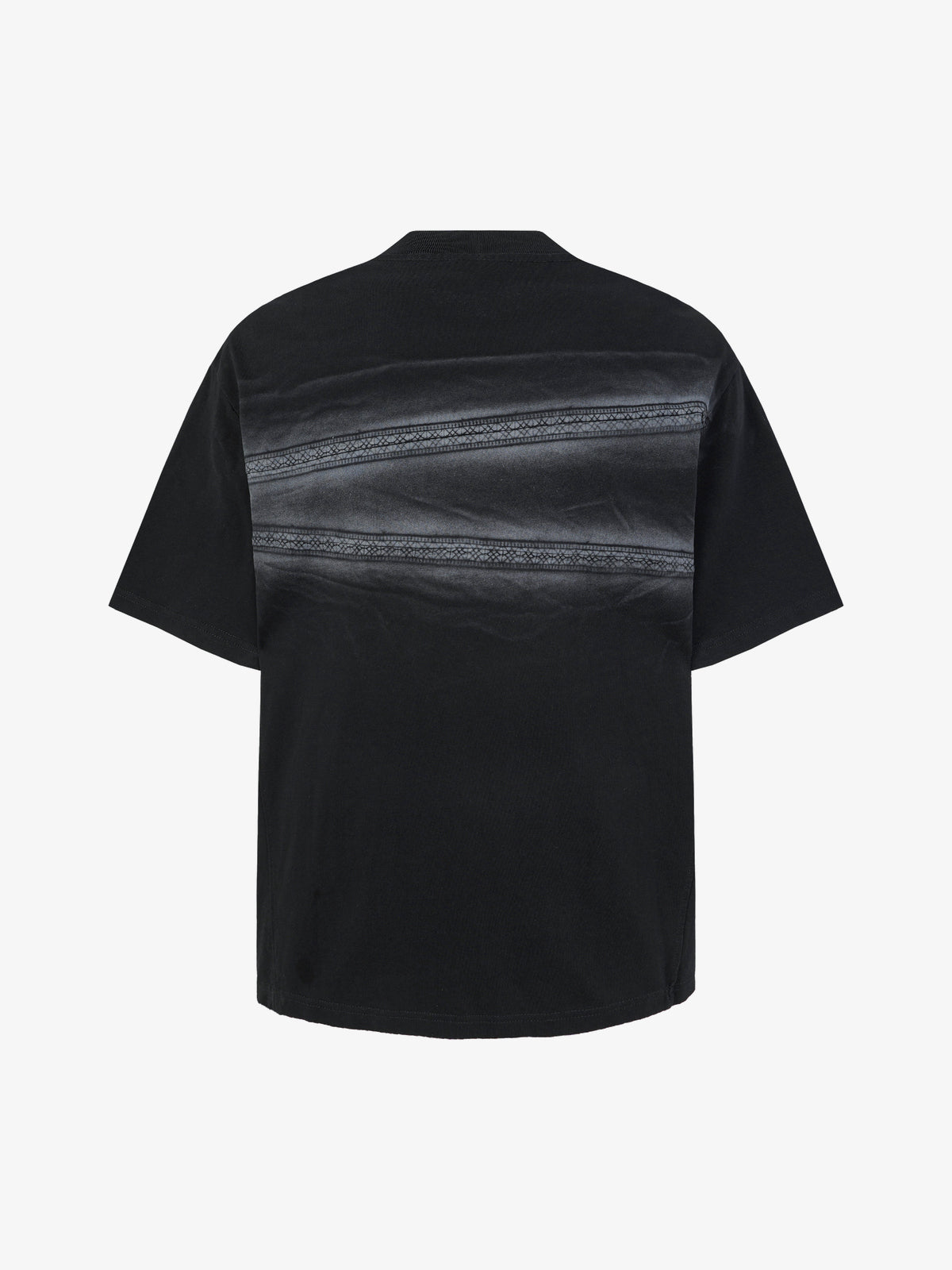 EXTREME CAUSE | Decorative-Stitch Stripe Washed T-Shirt in Black - back view