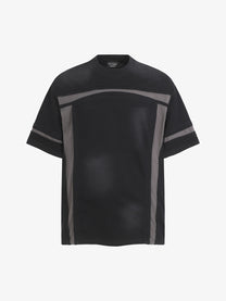 EXTREME CAUSE | Curved Contrast-Panel T-Shirt in Black - front view