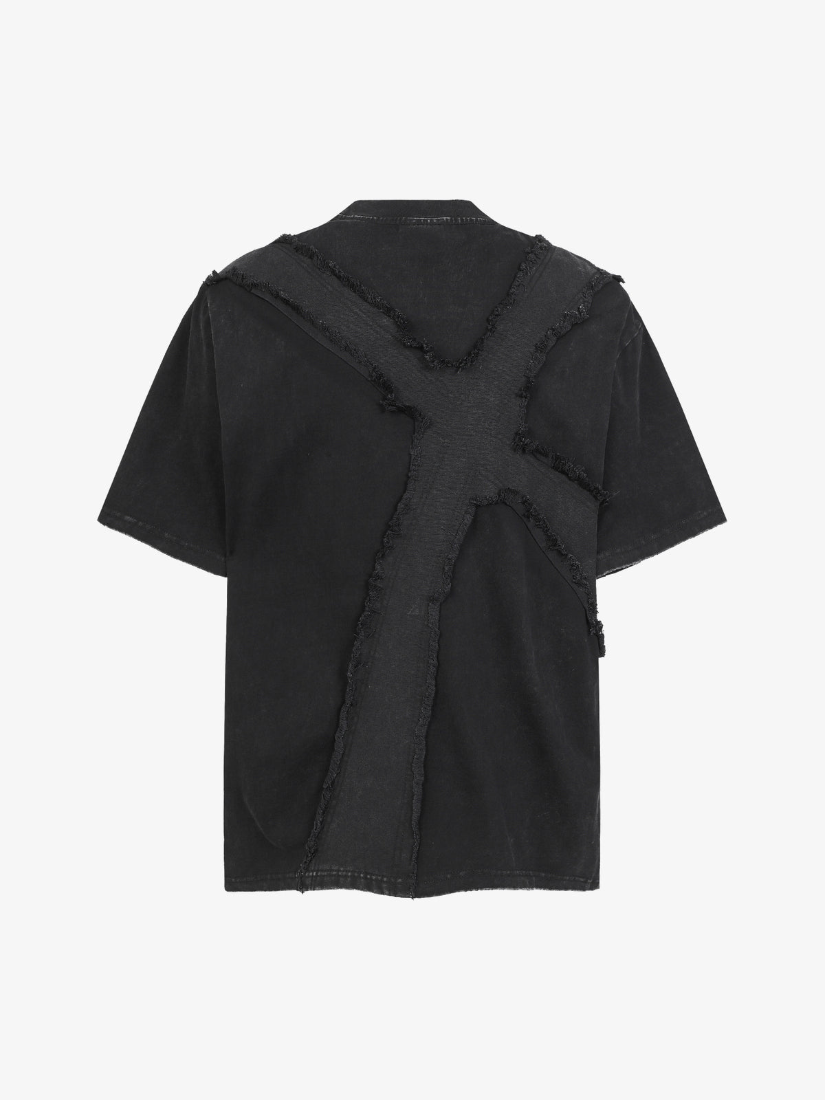 EXTREME CAUSE | Raw-Edge Cross-Appliqué T-Shirt in Black - back view