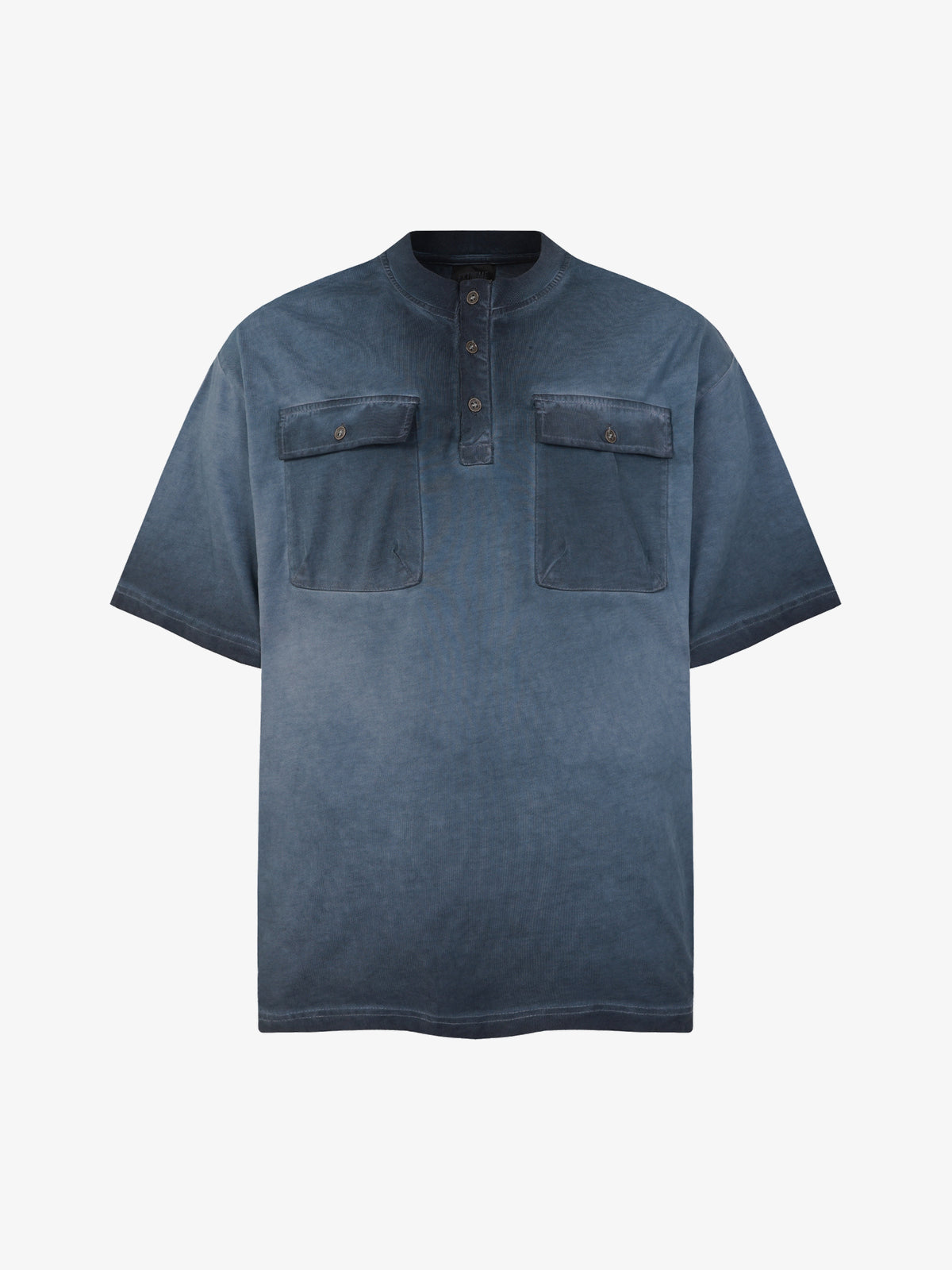 EXTREME CAUSE | Double-Pocket Henley T-Shirt in Blue - front view