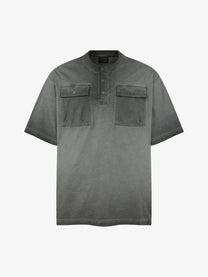EXTREME CAUSE | Double-Pocket Henley T-Shirt in Gray - front view