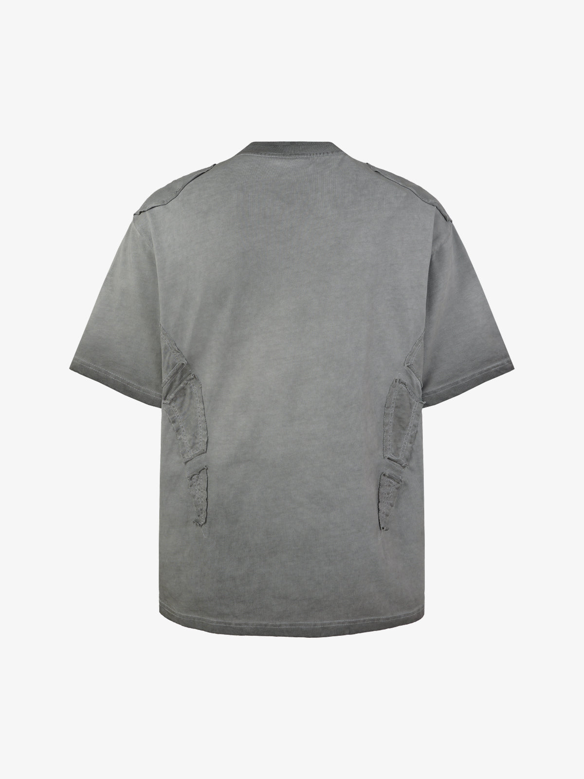 EXTREME CAUSE | Raw-Edge Utility-Panel T-Shirt in Gray - back view