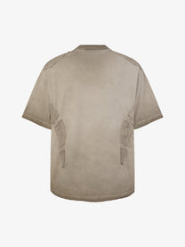 EXTREME CAUSE | Raw-Edge Utility-Panel T-Shirt in Taupe - back view